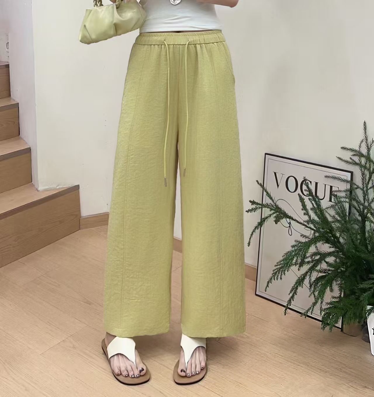 女士休闲裤子购买推荐天丝亚麻九分裤直筒阔腿女裤宽松清爽舒适